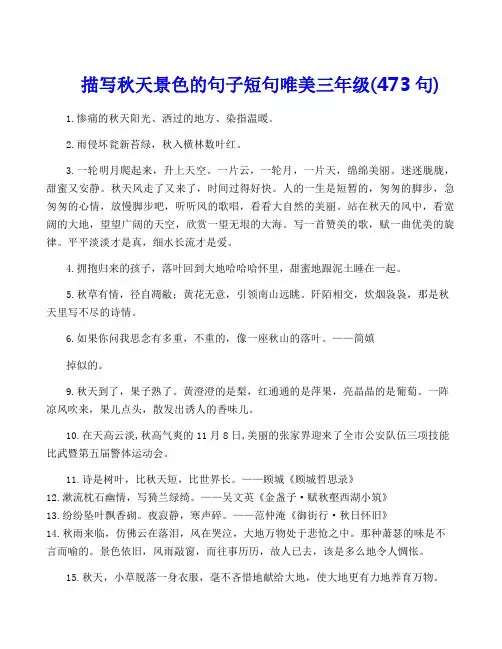 描写秋天景色的句子短句唯美三年级(473句)