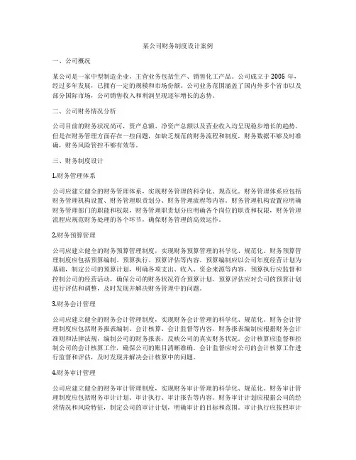 某公司财务制度设计案例
