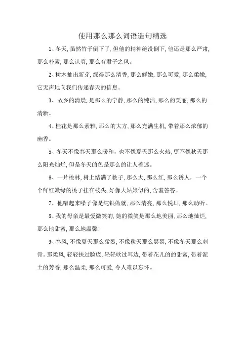 使用那么那么词语造句精选