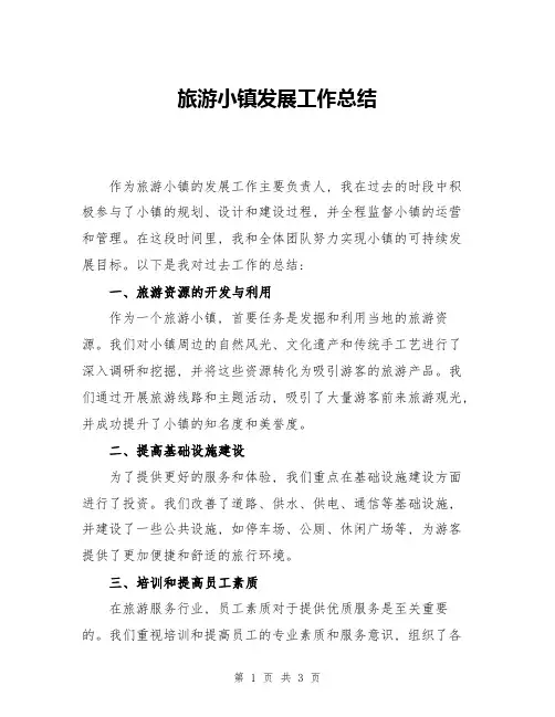 旅游小镇发展工作总结