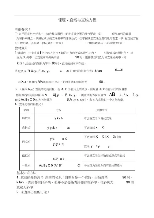 直线与直线的方程(超经典)