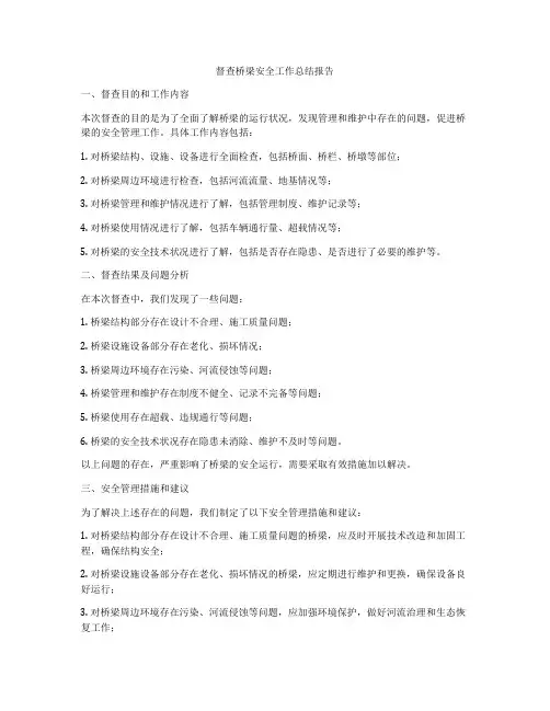 督查桥梁安全工作总结报告
