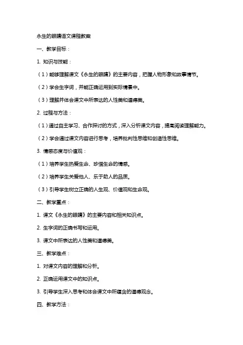 永生的眼睛语文课程教案