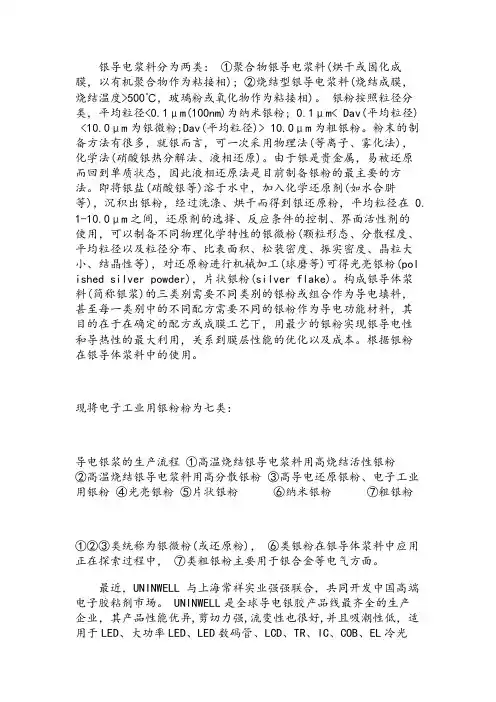 导电银浆分类及实际用途