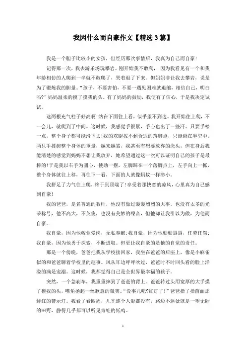 精选我因什么而自豪作文【3篇】