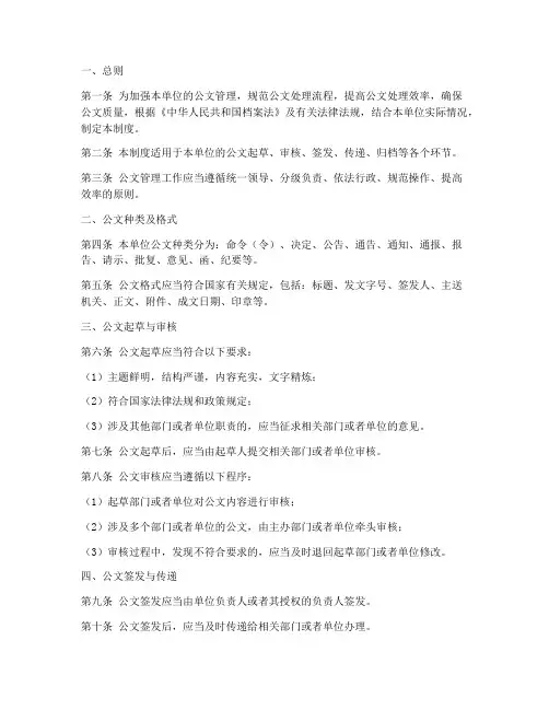 公文管理制度模板