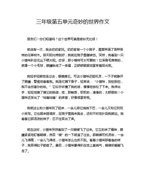三年级第五单元奇妙的世界作文