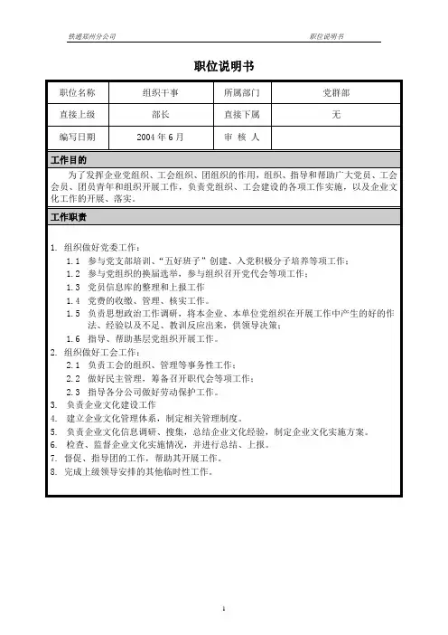 03 职能说明书-党群干事