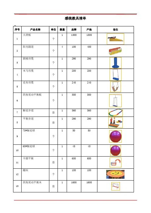 感统教具清单(带价格)