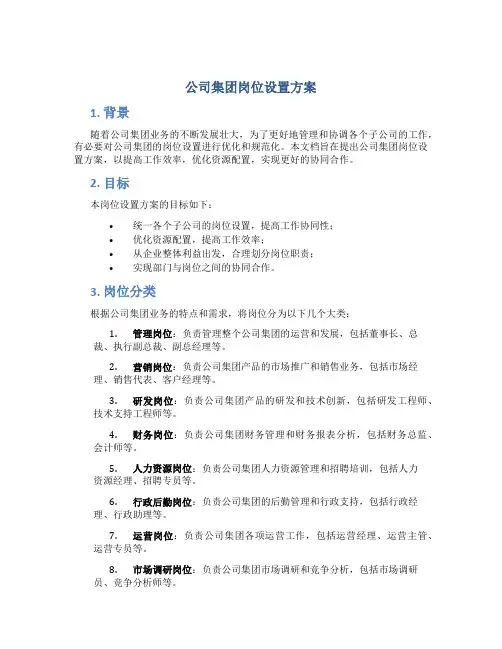 公司集团岗位设置方案