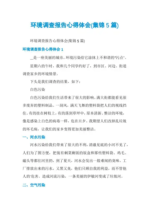 环境调查报告心得体会(集锦5篇)