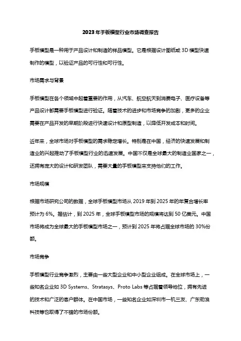2023年手板模型行业市场调查报告