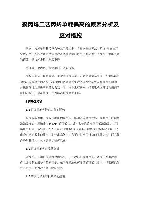 聚丙烯工艺丙烯单耗偏高的原因分析及应对措施