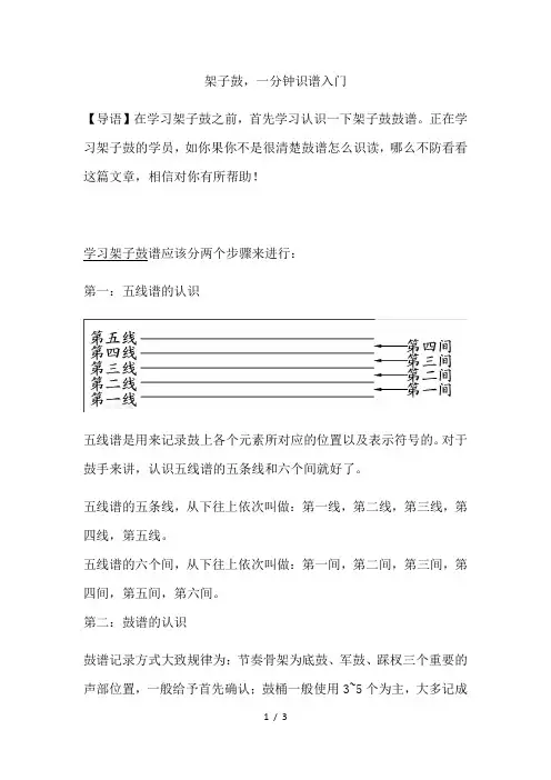 架子鼓,一分钟识谱入门