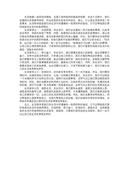 我对生活哲学的思考