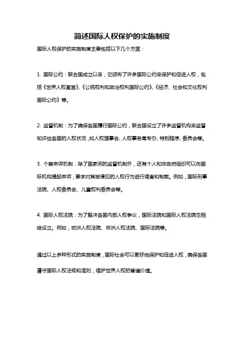 简述国际人权保护的实施制度