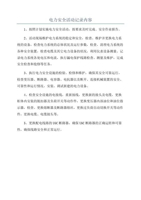 电力安全活动记录内容