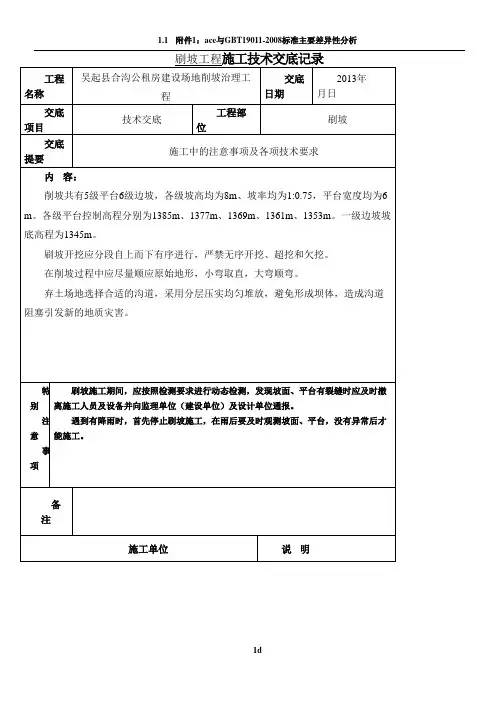 刷坡工程-施工技术交底记录