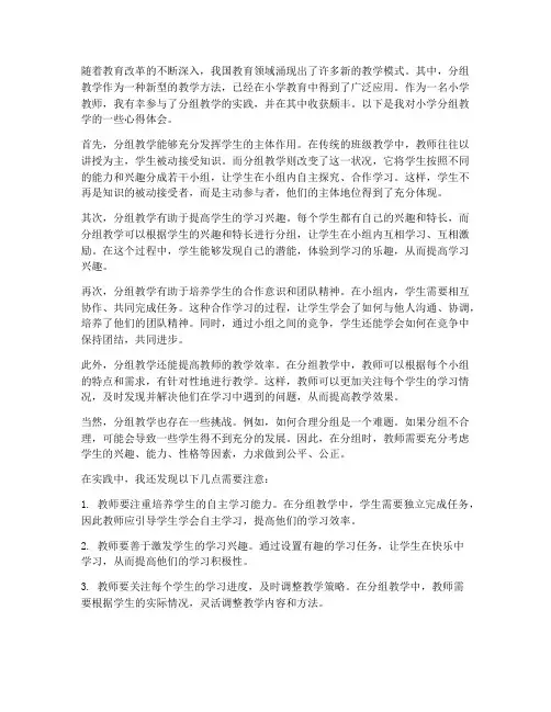 小学分组教学心得体会