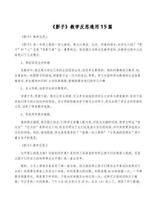 《影子》教学反思通用15篇