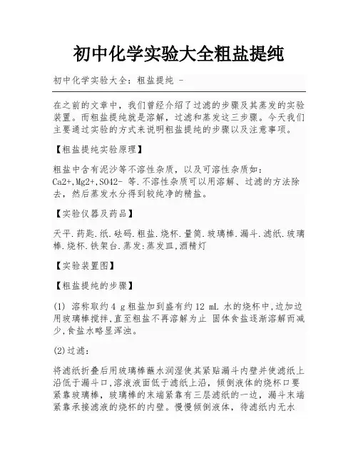 初中化学实验大全粗盐提纯