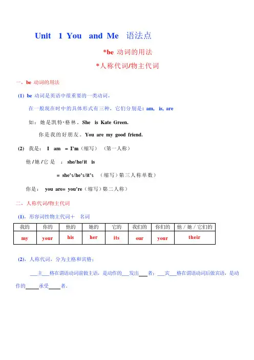 Unit1语法点人教版七年级英语上册
