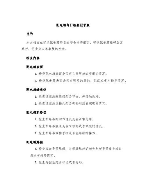 配电箱每日检查记录表