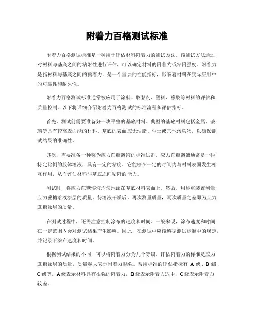 附着力百格测试标准