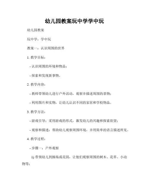 幼儿园教案玩中学学中玩