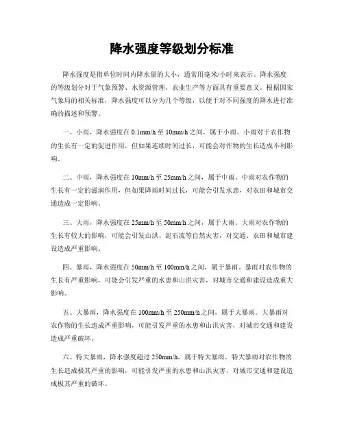 降水强度等级划分标准