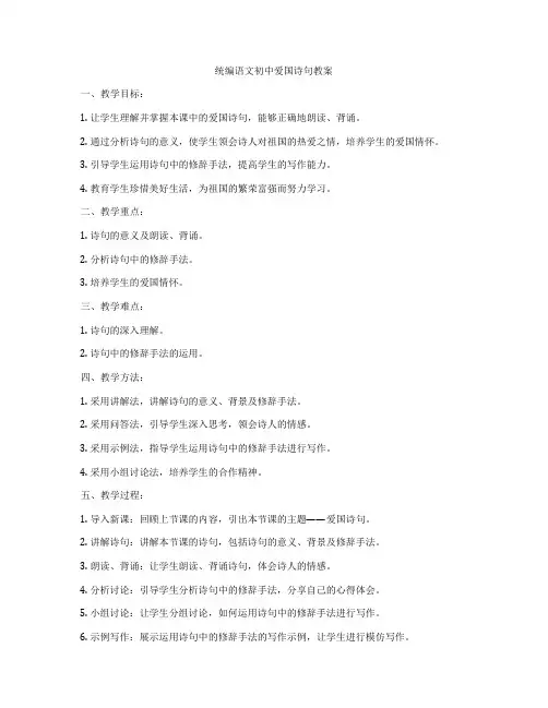 统编语文初中爱国诗句教案