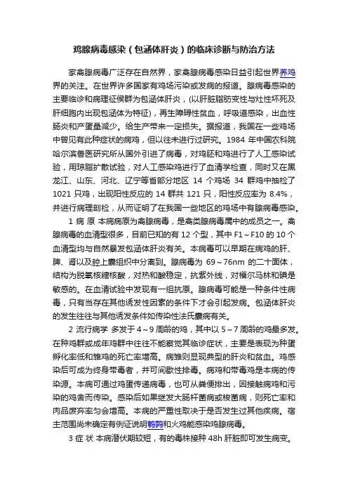 鸡腺病毒感染(包涵体肝炎)的临床诊断与防治方法