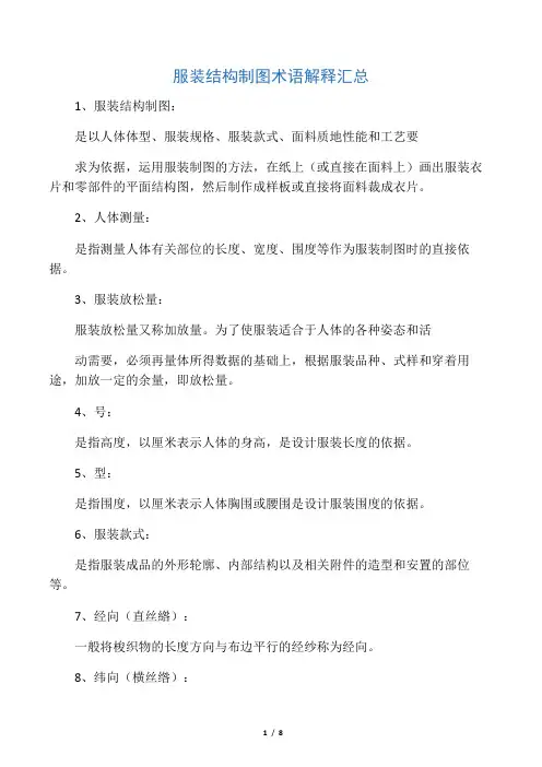 服装结构制图术语解释汇总
