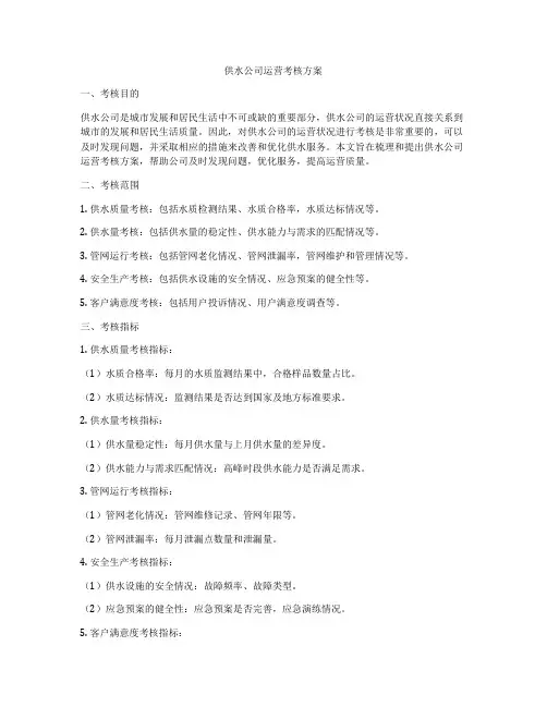 供水公司运营考核方案