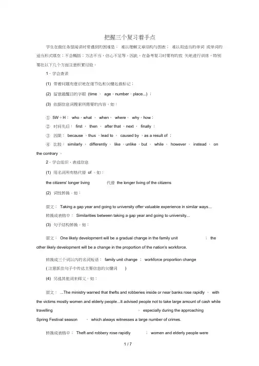 江苏专版高考英语二轮复习与策略第1部分专题4任务型阅读把握三个复习着手点讲练