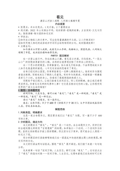 中考作文指导：《看见》