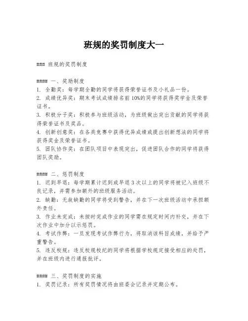 班规的奖罚制度大一