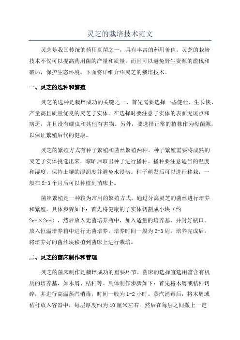 灵芝的栽培技术范文
