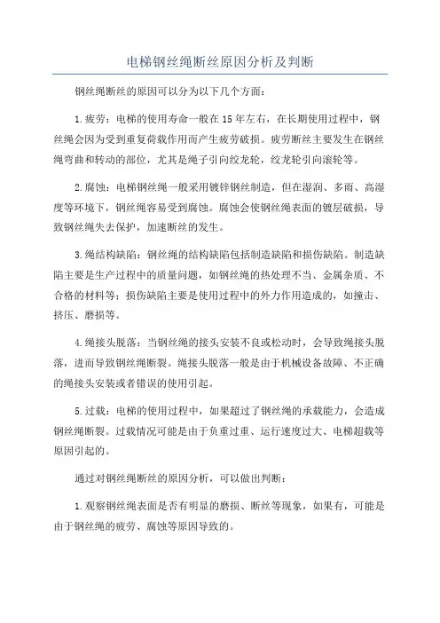 电梯钢丝绳断丝原因分析及判断