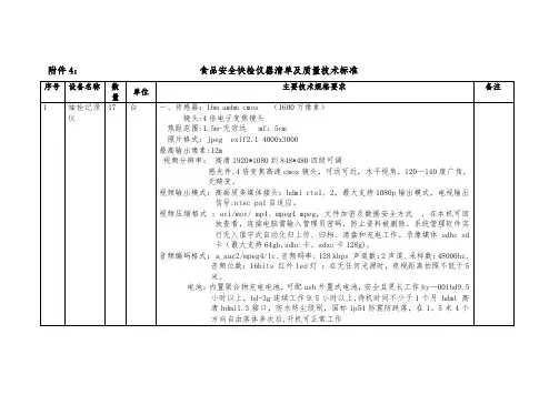 食品安全快检仪器清单及质量技术标准