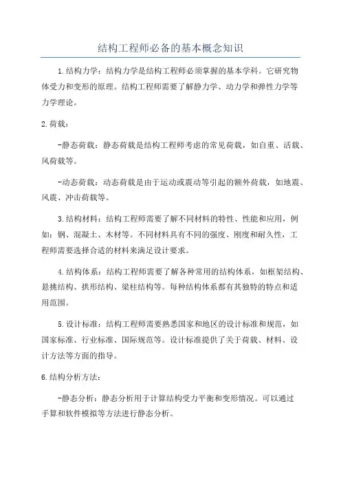 结构工程师必备的基本概念知识