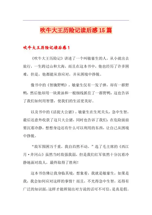 吹牛大王历险记读后感15篇
