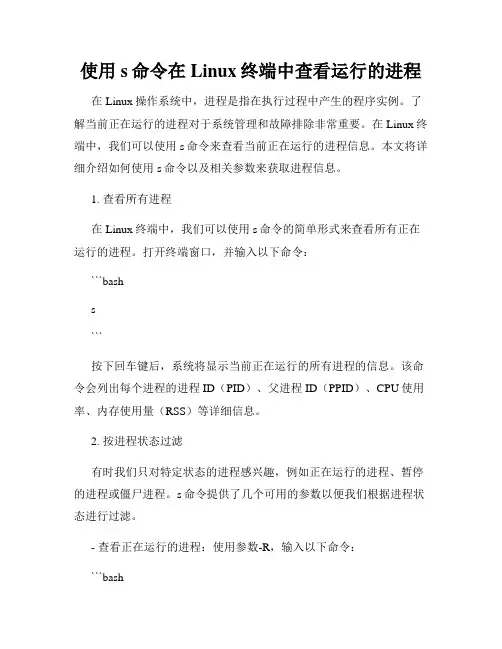 使用s命令在Linux终端中查看运行的进程