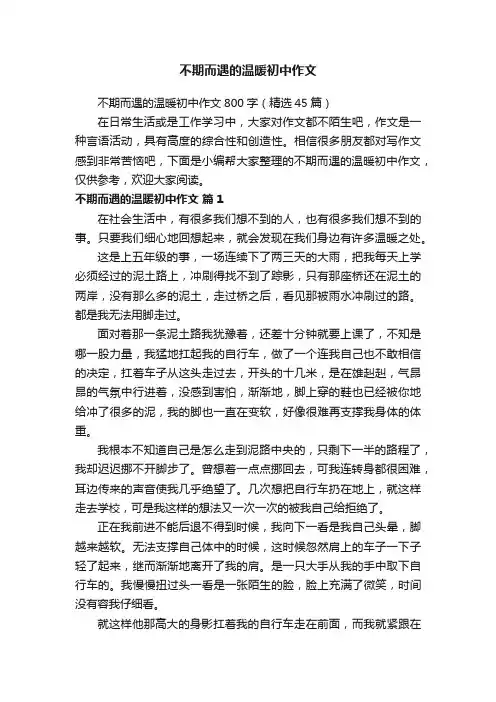 不期而遇的温暖初中作文800字（精选45篇）