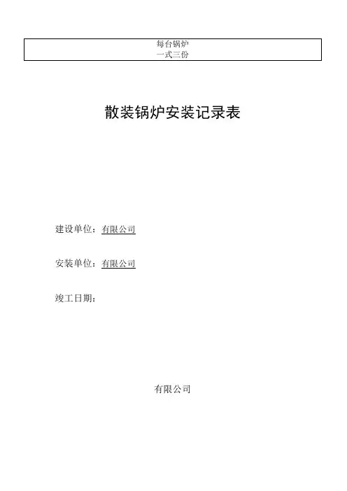立式双锅筒余热锅炉安装记录模板
