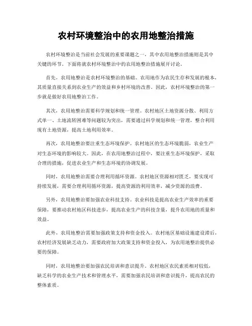 农村环境整治中的农用地整治措施