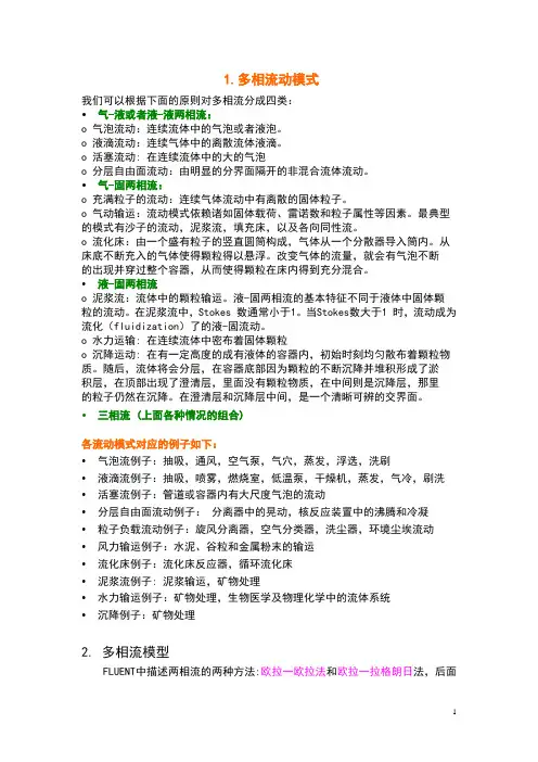 Fluent多相流模型选择与设定