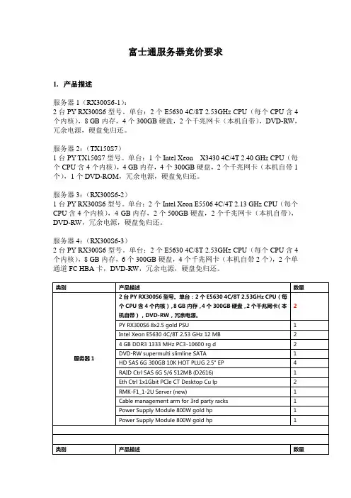 富士通服务器竞价要求