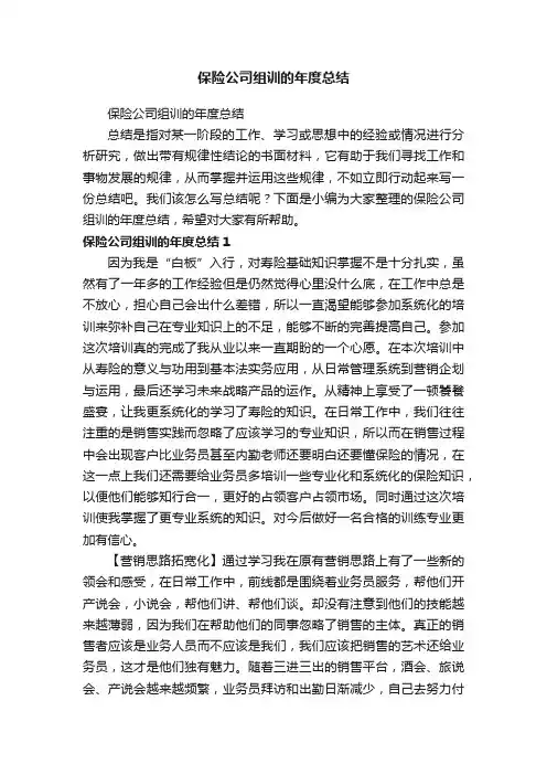 保险公司组训的年度总结