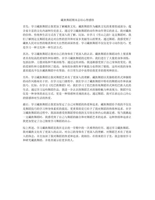 藏族舞蹈期末总结心得感悟